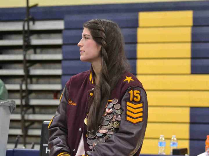 Marina Goocher pictured in wrestling jacket